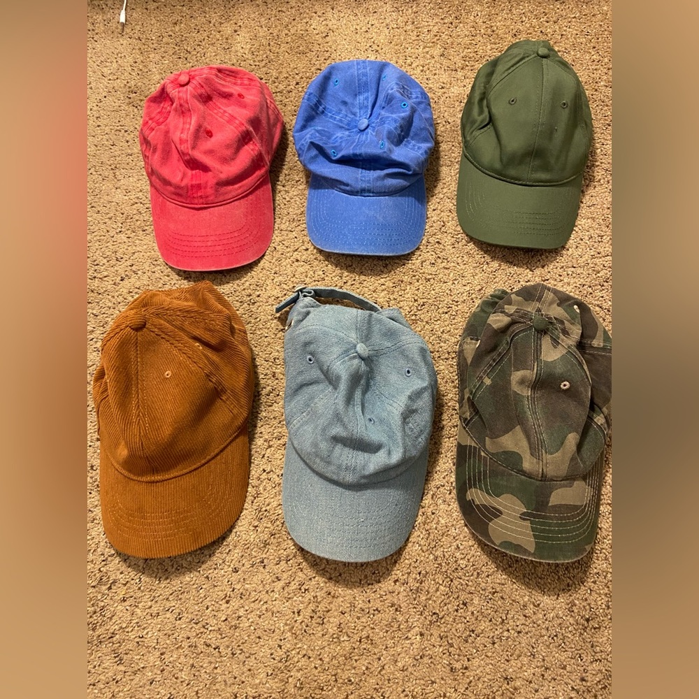 Baseball hats, various colors 1 price bundle. All 6 hats for 1 price.